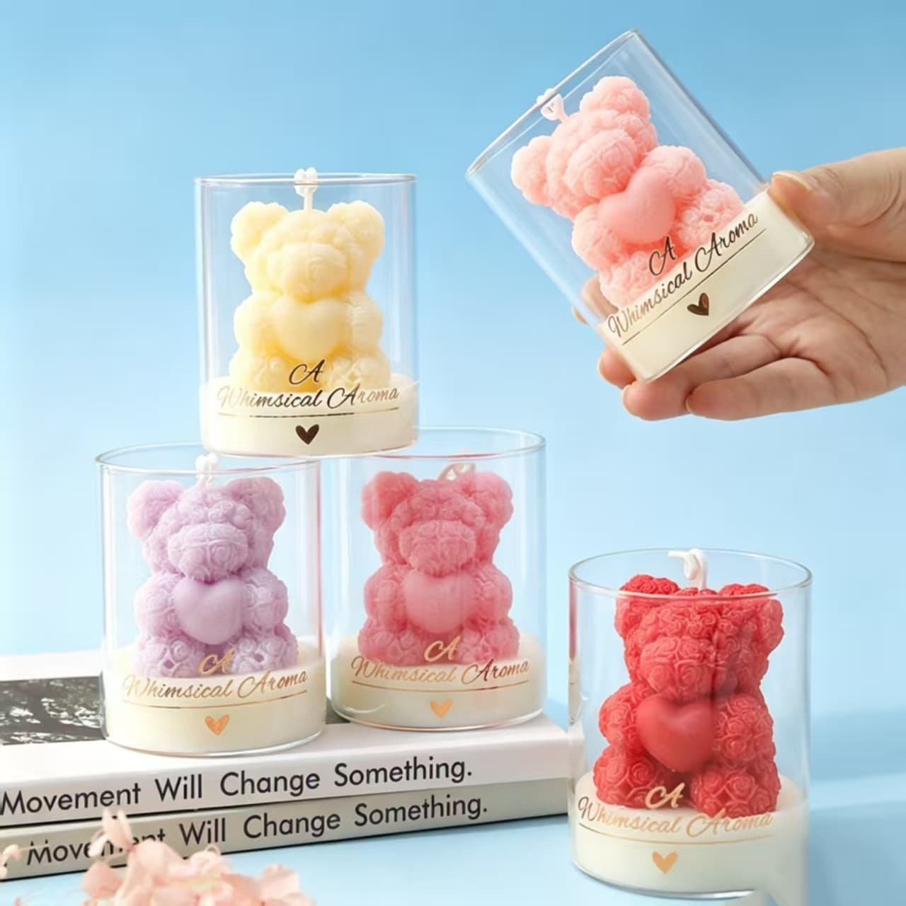 Bear-shaped Aromatherapy Candle in Cup, Cross-border Scented Gift for Wedding Favors, Valentine's Day Creative Handcrafted Decorative Aromatherapy