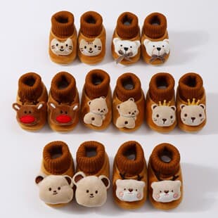2026 Autumn Winter New Fleece-Lined Non-Slip Baby Shoes 0-6-9 Months Boys Girls Soft Sole Walking Shoes Stay On