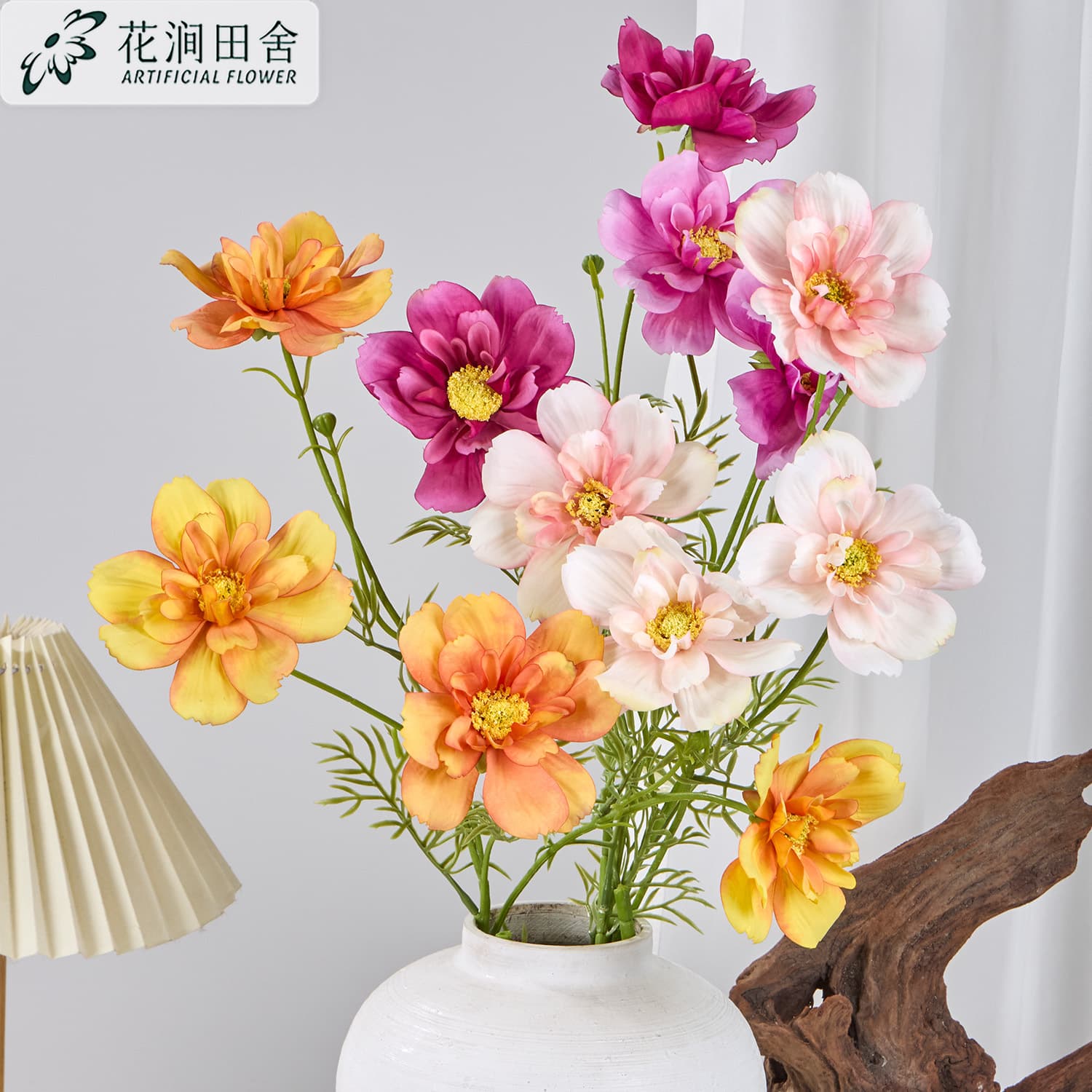 Simulated 4-headed spring cosmos, Gesang flower wedding hall decoration flower arrangement, floral art, home furnishings, simulated flowers