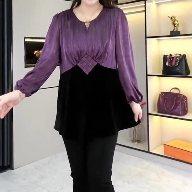 Spring Clothing New Elegant High-End Socialite Faux Silk Skin-Friendly Silky Undershirt Blouse Top Mother Middle-Aged Women's Clothing