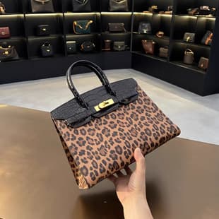 Leopard Print Birkin Bag, Premium Women's 2026 New Design Versatile Runway Style Handbag, Can Be Shoulder or Crossbody