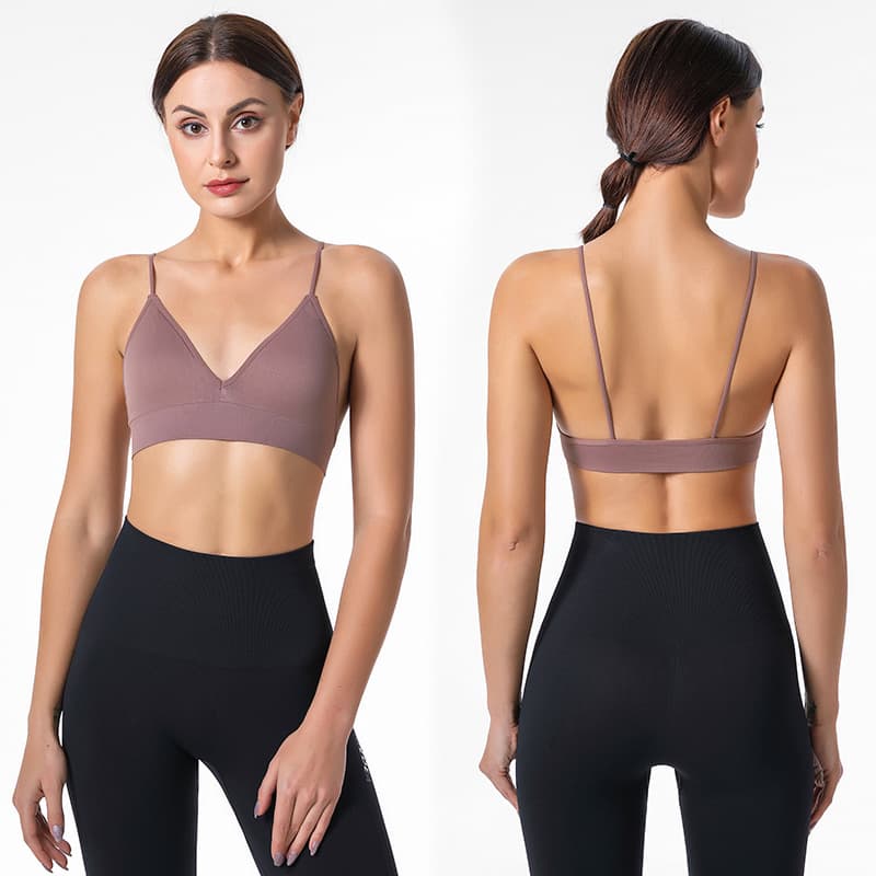 European and American Deep V Sexy Triangle Cup Seamless Bra Thin Strap High Elasticity Casual Base Layer Bra Yoga Underwear for Women