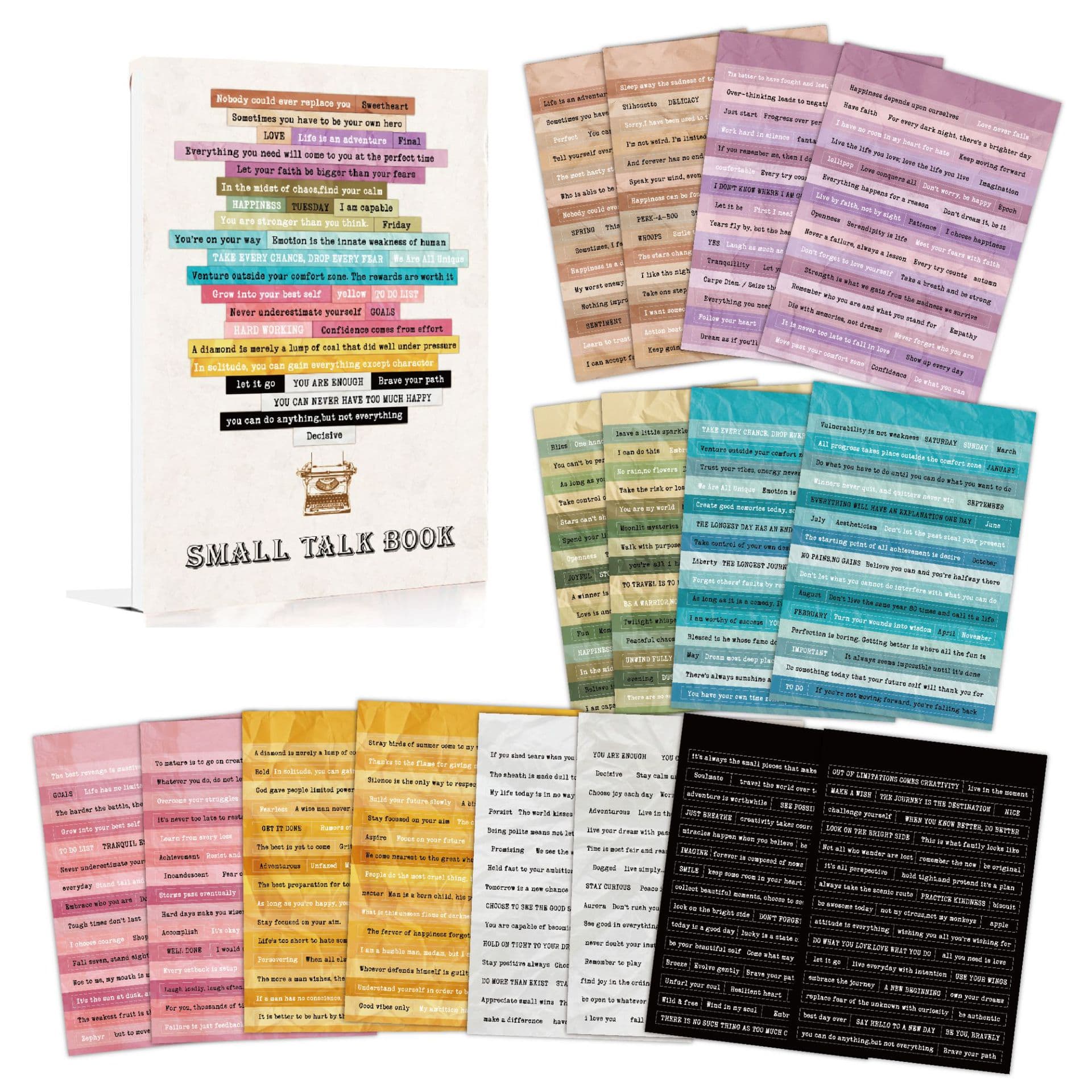 Cross-border Vintage Small Talk Stickers 16 Sheets of Quotes Encouragement Scrapbook DIY Text Sticker Set