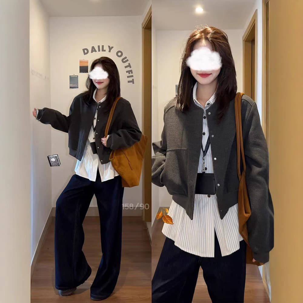 Women's Jacket Spring Baseball Jacket Korean Top Short Skirt Set Outfit 2026 New Women's Spring Lightweight