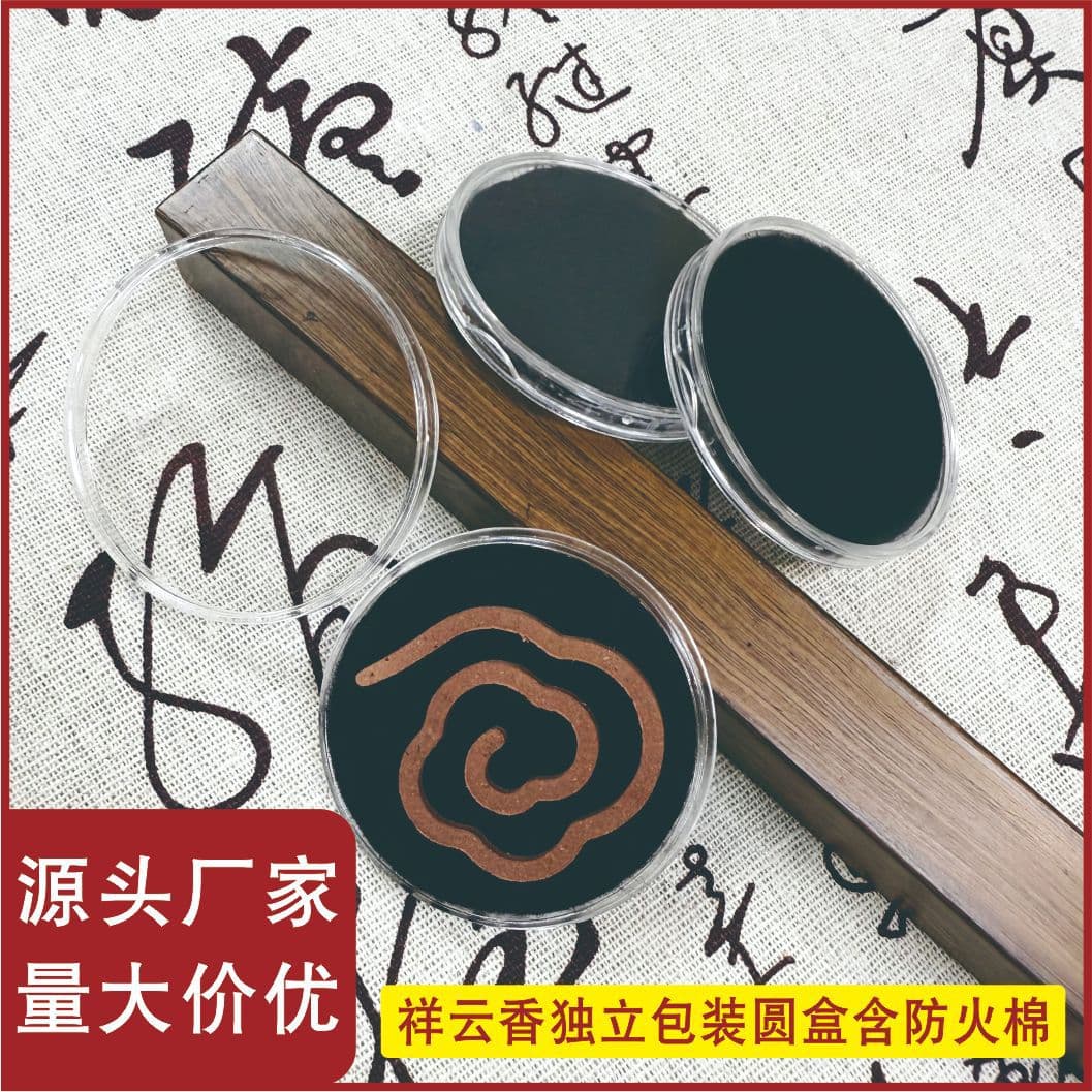 Non-Stick Powder Auspicious Cloud Incense Packaging Box - Transparent Acrylic Incense Holder, Portable Round Case with Fireproof Cotton Included