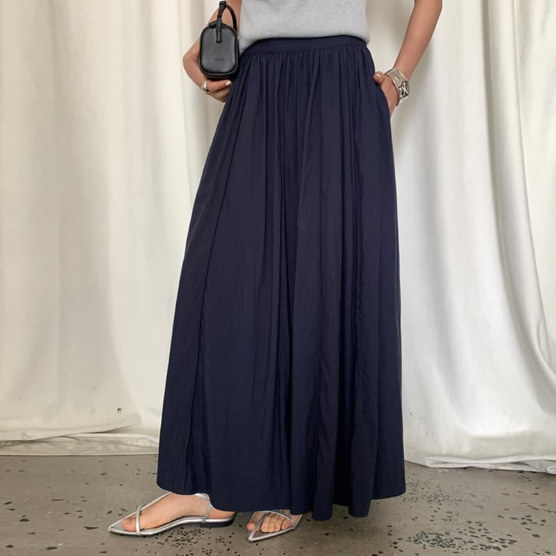 FONE Jianhe Lazy Wind Long Skirt Spring New Versatile Elastic Waist A-line Umbrella Skirt 59009