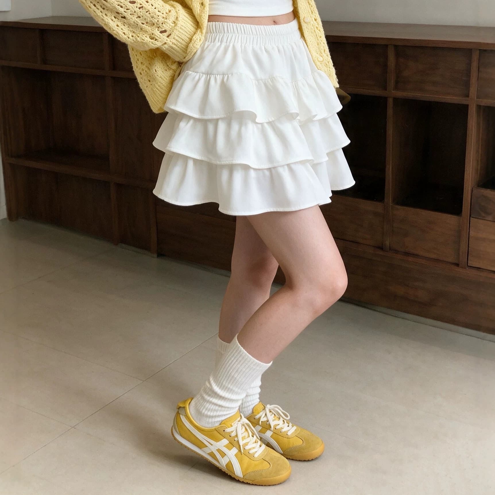 Girls' 2026 New Princess White Three-Layer Tulle Half Skirt, Summer Children's Clothing, Half Skirt for Girls, Puffy Short Skirt