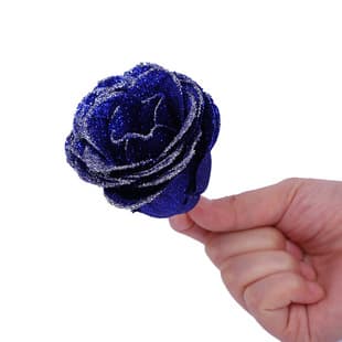 Factory Wholesale Artificial Flower Heads Gold Powder Rose Flowers Valentine's Day Bouquet Crystal Rose Heads Blue Enchantress