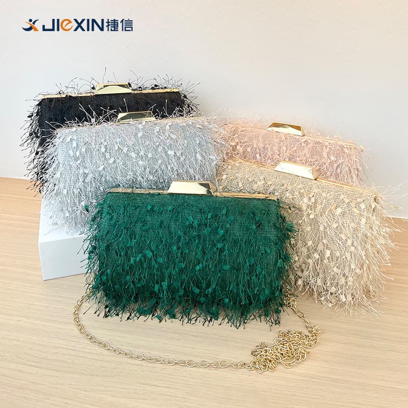 Cross-Border Evening Bags, High-End Tassel Plush Bags, Women's Clutch Box Bags, Wedding Party Cheongsam Bags, Handbags