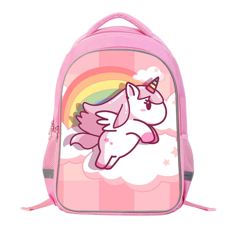 Cross-border double-layer backpack unicorn reflective strips Korean version primary school bag customized computer backpack