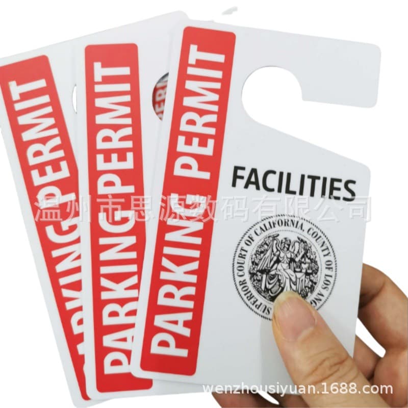 Hot selling parking permit color pvc parking tag rearview mirror permanent temporary parking tag