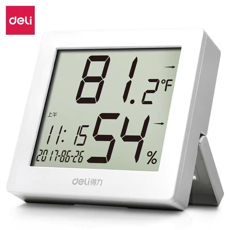 Deli 8813 High-Precision Indoor Thermometer and Hygrometer for Office or Home, Wall-Mount or Desktop