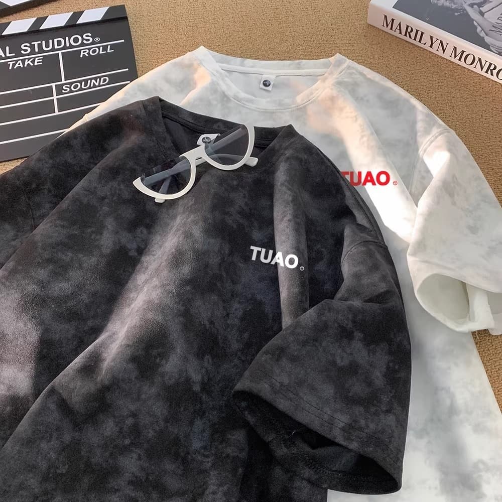 Heavy tie-dyed short-sleeved T-shirt men's summer trendy brand INS American high street half-sleeved youth casual T-shirt