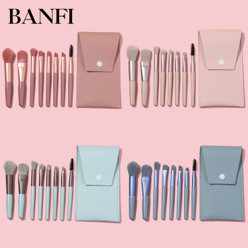 New 8-piece mini makeup brush set Morandi portable beginner soft-bristled beauty tools ready for foreign trade