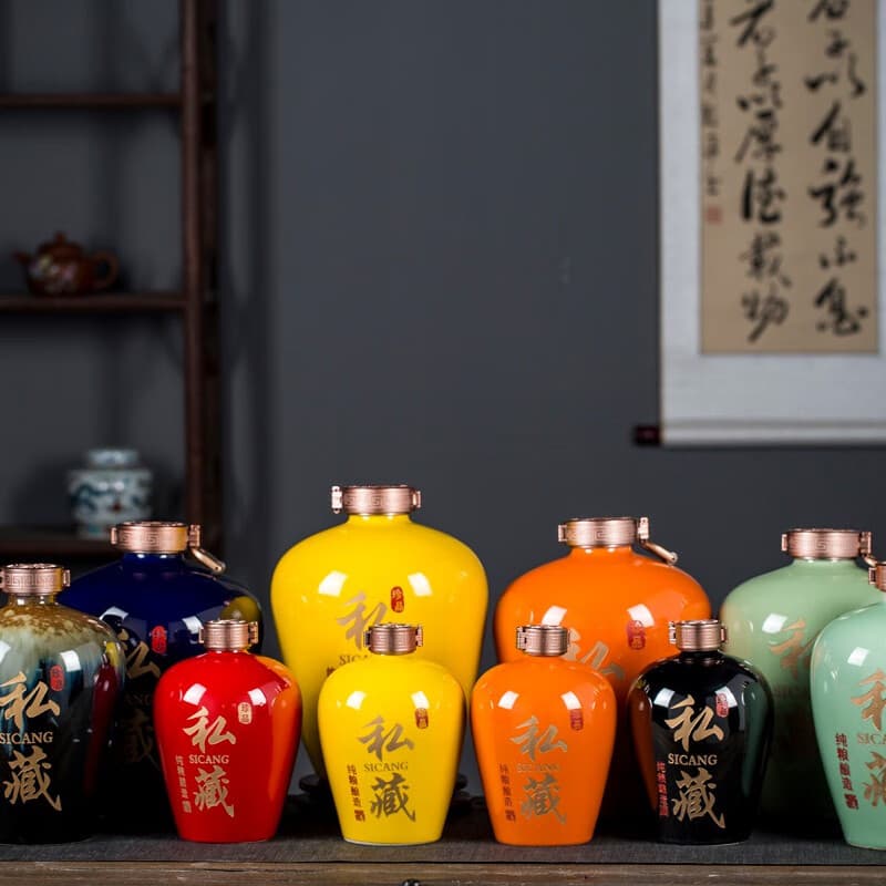 3 Jin 5 Jin 10 Jin Ceramic Wine Jar Jingdezhen Sealed Empty Wine Bottle Pot Home Wine Storage Self-Brewed Soaking Wine Container
