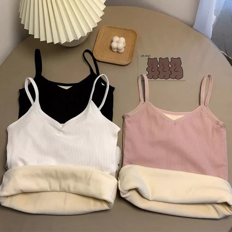 Plus Size Sleeveless Thermal Vest Underwear for Students, Fleece-Lined Thick Slim-Fit Base Layer, Sleeveless Top Autumn/Winter Warm Waistcoat