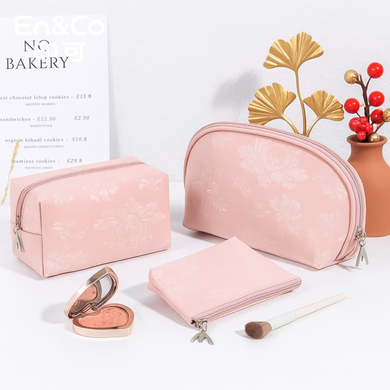 Gentle and Artistic Chinese-Style Pu Waterproof Makeup Bag, Elegant and Graceful Semi-Circular Clutch Bag, Travel Portable Lipstick Storage Bag