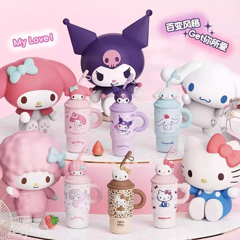 IKASU Genuine Sanrio 316 Stainless Steel Insulated Cup Leopard Print Hello Kitty Ice Master Large Capacity High Aesthetic for Girls