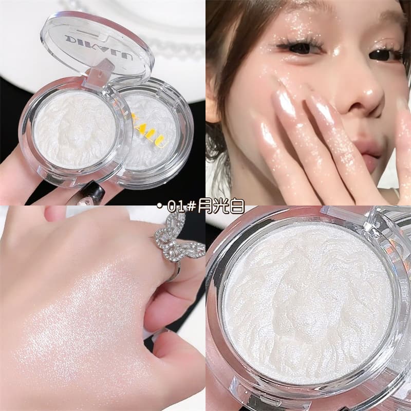 Makeup Artist Recommended Lion Head Ginger Highlighter Contour Palette, All-in-One Face Lifting, Champagne Gold Fine Shimmer