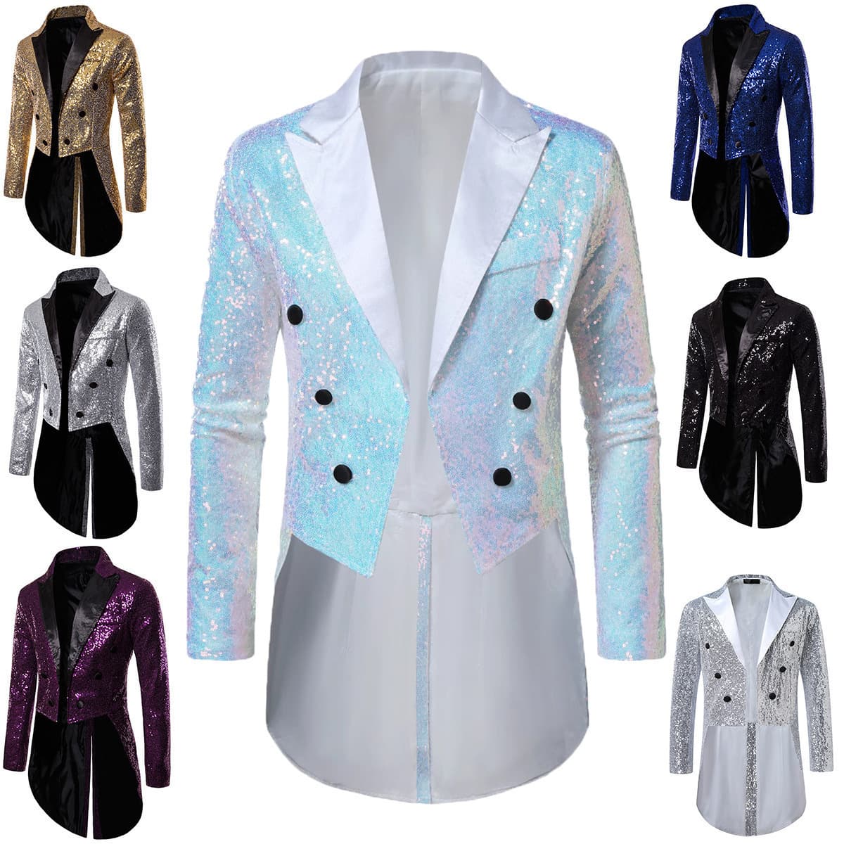 Amazon cross-border foreign trade men's suit tuxedo banquet nightclub performance sequin fashion design men's jacket