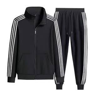 Trendy Spring/Autumn Sportswear Set for Men and Women with Three Stripes, Casual Running Suit, Open-Front Jacket and Long Pants Two-Piece Set