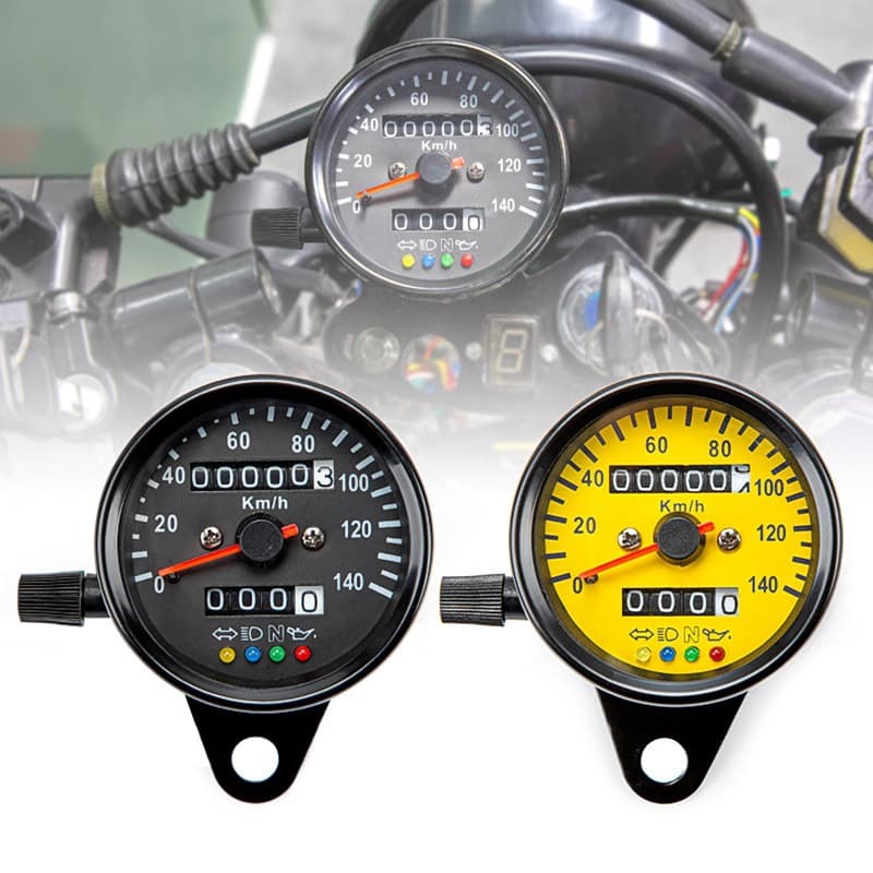 Motorcycle Modified LED Instrument Dual Indicator Speedometer Dual Trip Odometer 140km/h
