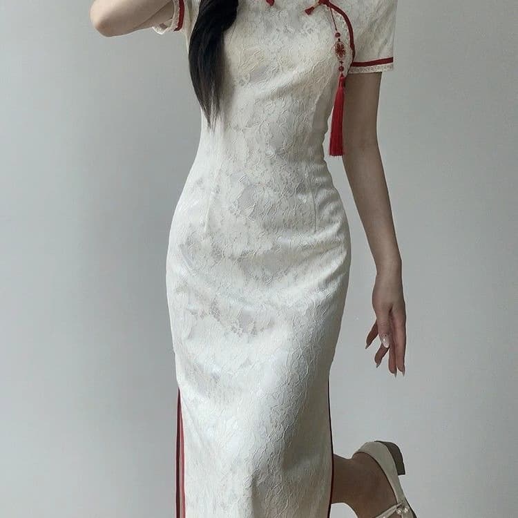 2026 New Summer Champagne Color Qipao Dress, Modern Chinese Style, Suitable for Daily Wear, Improved Young Girl Style, Engagement Wear