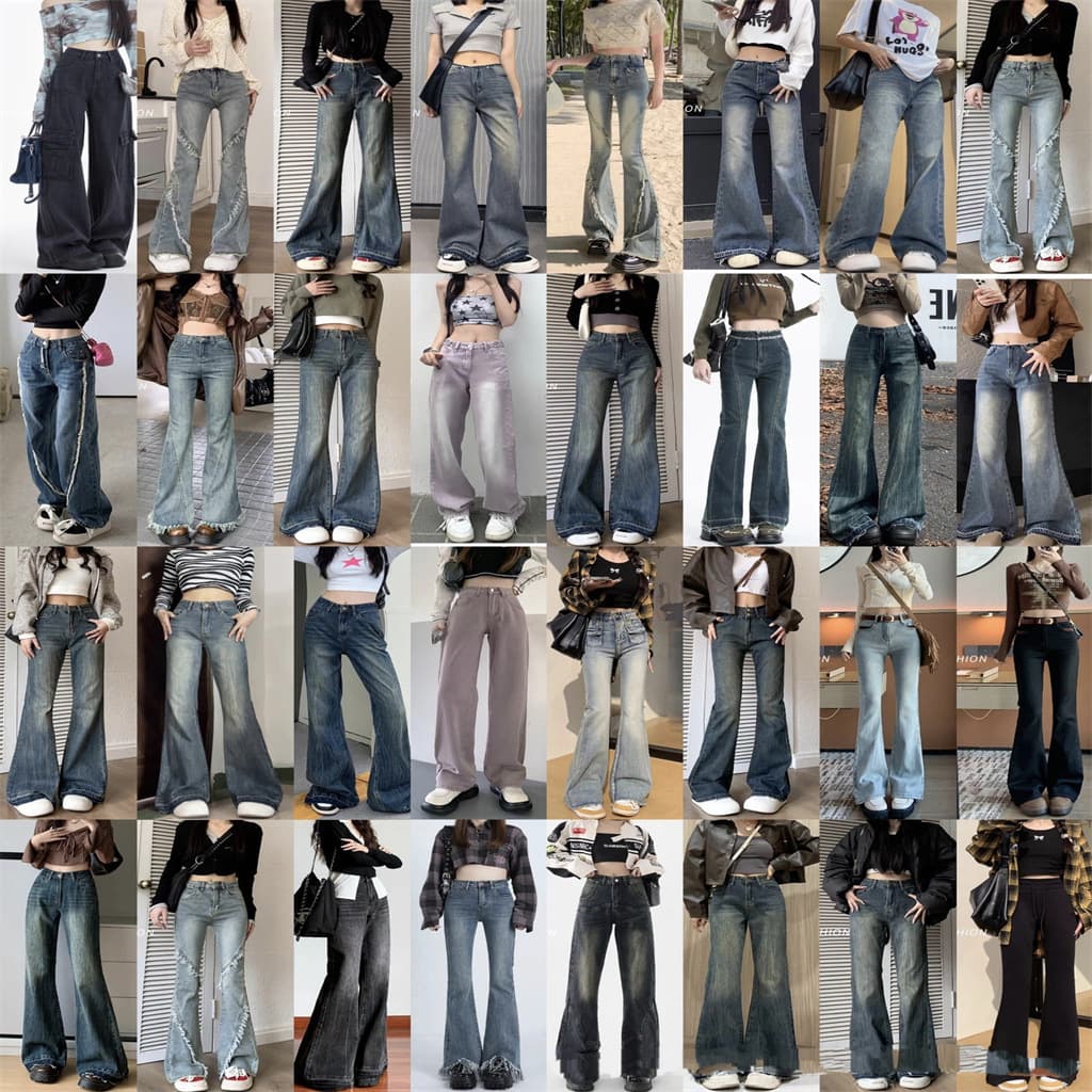 Hot Style American Retro Wide Leg Jeans for Women 2024 Autumn Winter New High Waist Loose Straight Leg Floor-Length Pants Wholesale