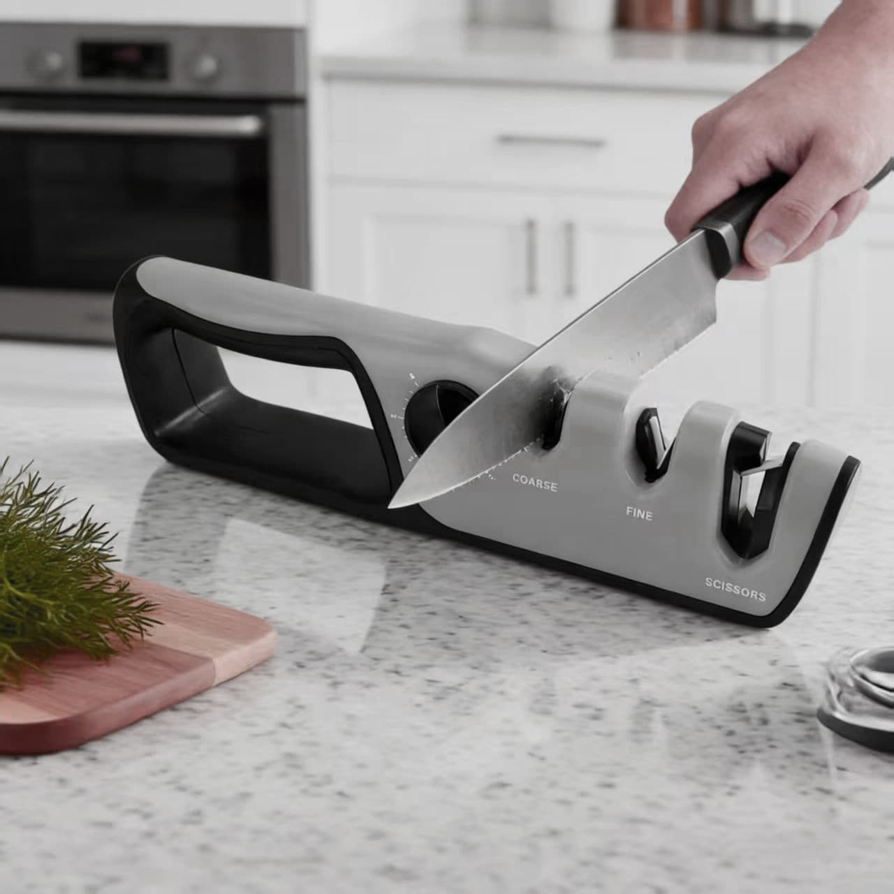 New 3-in-1 Quick Knife Sharpener Multifunctional Sharpening Stone Kitchen Scissors Sharpener Adjustable Manual Tungsten Steel Home Knife Sharpener