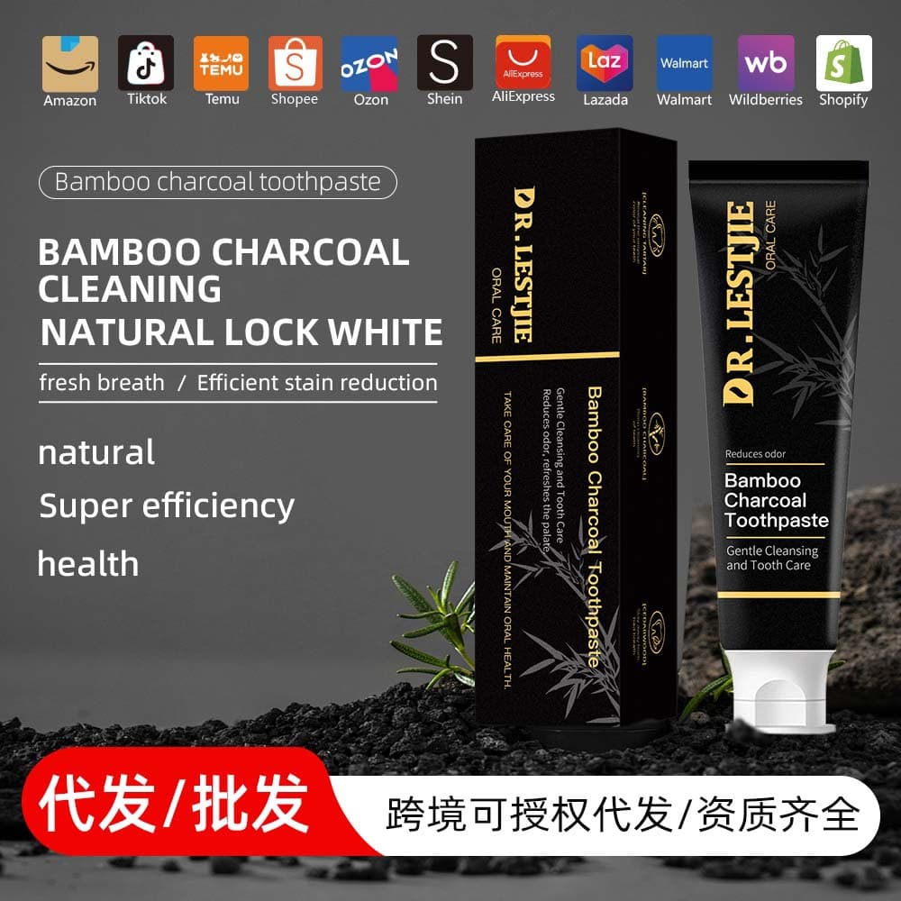 Bamboo charcoal toothpaste cross-border full English cross-border toothpaste foreign trade deep cleaning charcoal toothpaste cross-border dropshipping