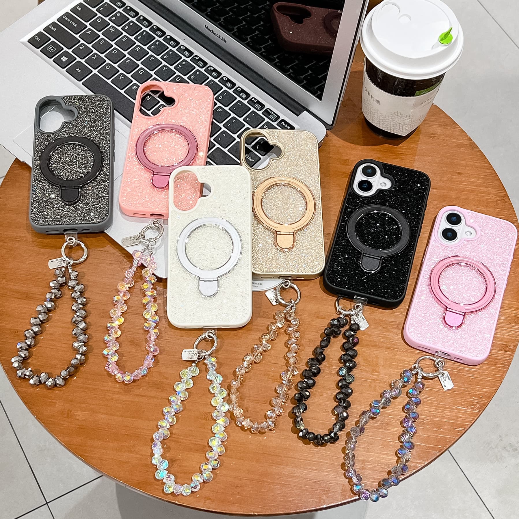 New Cross-Border Swarovski Rhinestone Apple 17 Pro Max Phone Case Luxury Full Rhinestone Stand Bracelet 14