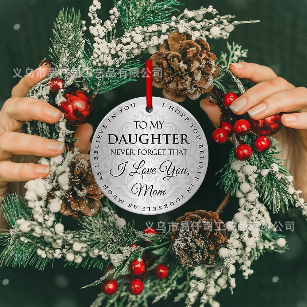 Amazon new product "To My Daughter" single-sided printed acrylic Christmas decoration pendant