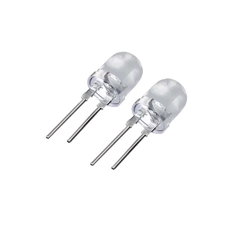 Wholesale F10mm round-head through-hole LED chips, high transparency LED light-emitting diodes, 0.5W, emitting white, blue, green, and red light.