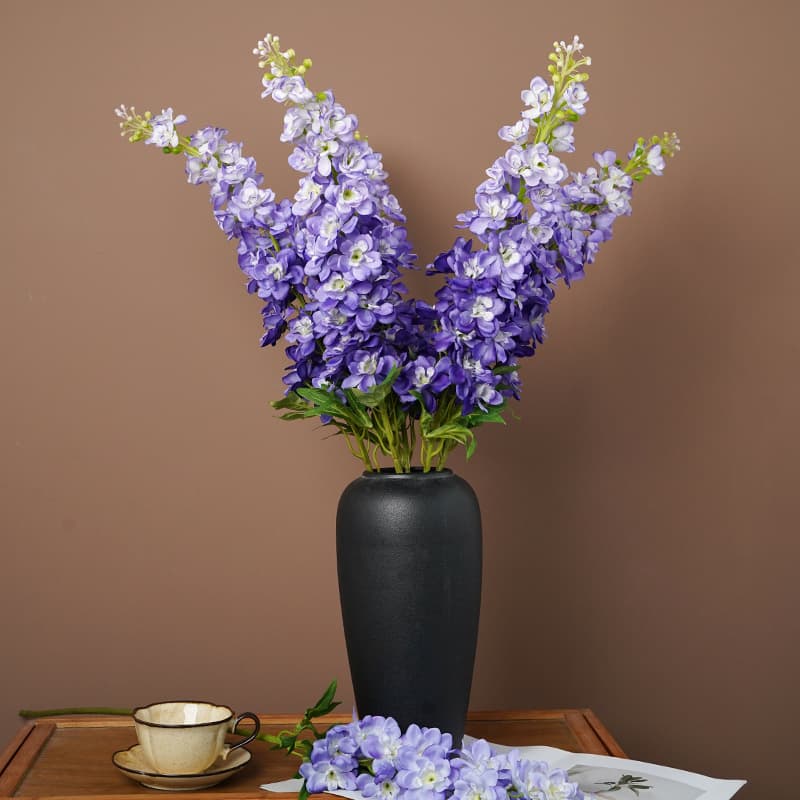 High-end Artificial Delphinium Violet Fake Flowers Wedding Aisle Decoration Flower Arrangement Home Decoration Ornaments Decorative Flowers