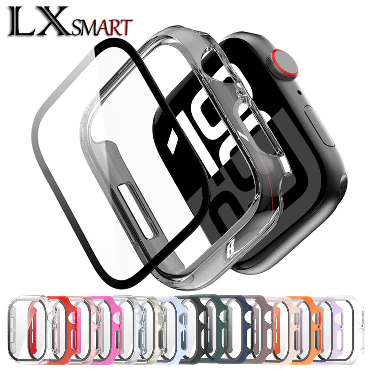 Compatible with Apple Watch 11 Full Series Case, PC Matte Spray-Painted Tempered Film Integrated Full-Cover Shell
