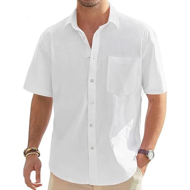 Linen Shirt Men's Short Sleeve Summer Linen Clothing Guochao Trendy Retro Casual Thin Home Cotton Linen Shirt
