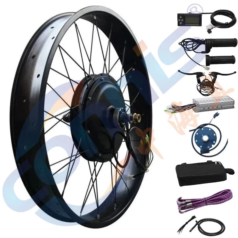 26*4.0 Snow Bike Conversion Electric Kit Without Inner and Outer Tires, with Display Dashboard, Fat Tire Motor Version