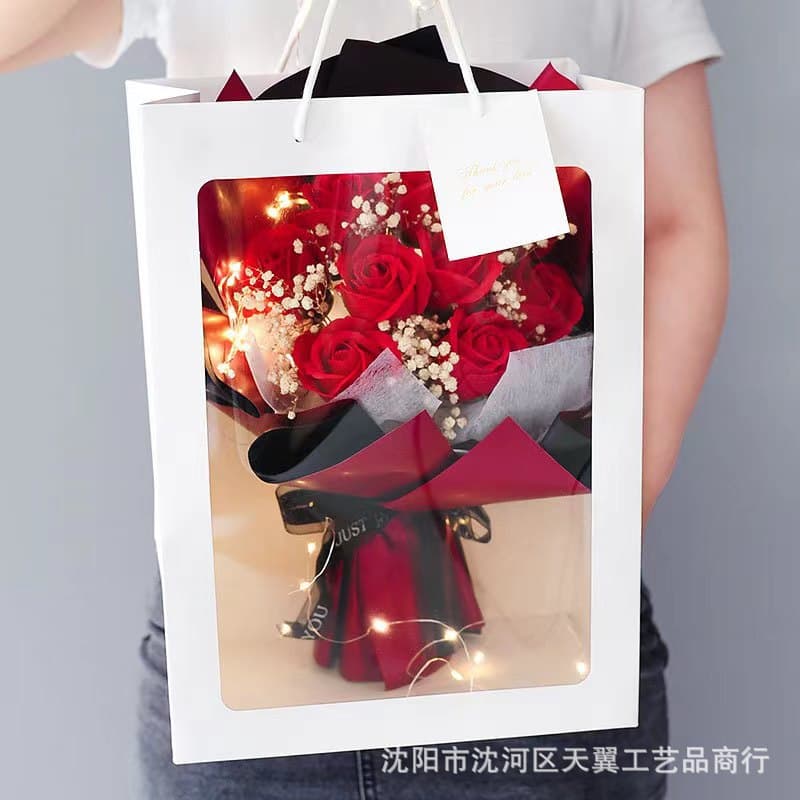 Valentine's Day Bouquet Red Rose Preserved Flower Soap Flower Photo Prop Hand Bouquet Mother's Day Gift