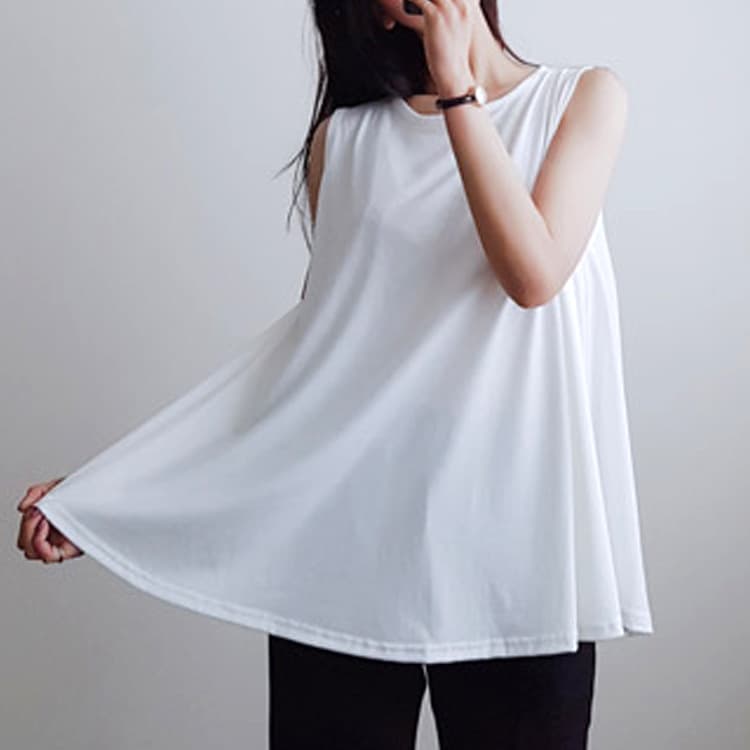 Plus Size Women's Summer Vest Tank Top, Modal Feel, Wide Shoulder, Loose Hem, Sleeveless, 200-300 lbs