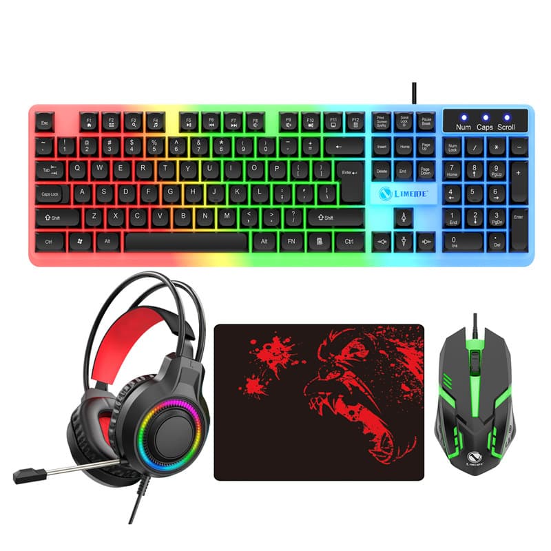 4in1 Set GTX350 Keyboard Mouse Headset Mousepad Wired Glowing Office Gaming Combo