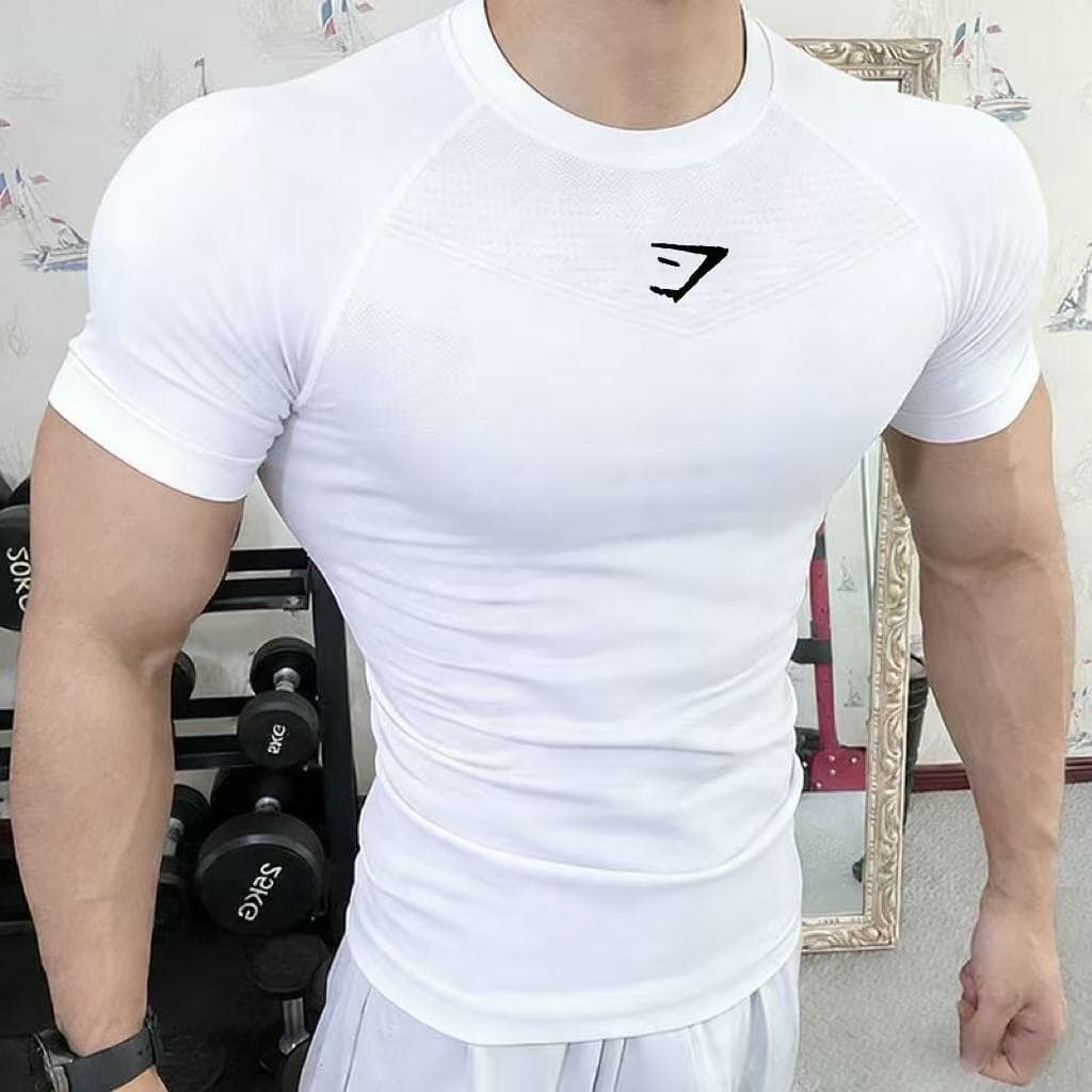 GYMSHARK 2026 Summer New Men's Fitted T-Shirt Runner Sports Fitness Running Training Quick-Dry Short