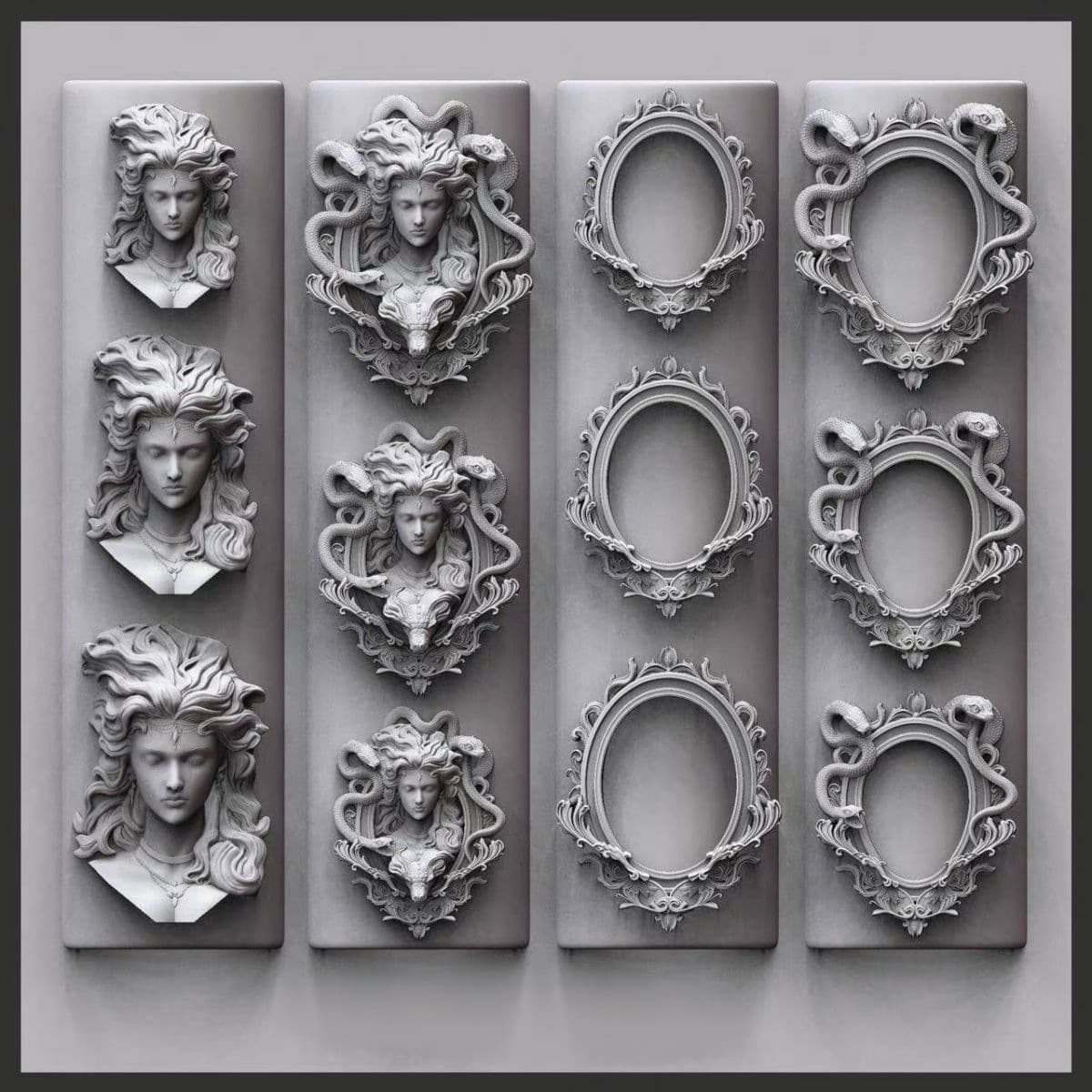 New Medusa Nail Mold Snake Head European Style Frame Versatile 3D Relief High Transparency