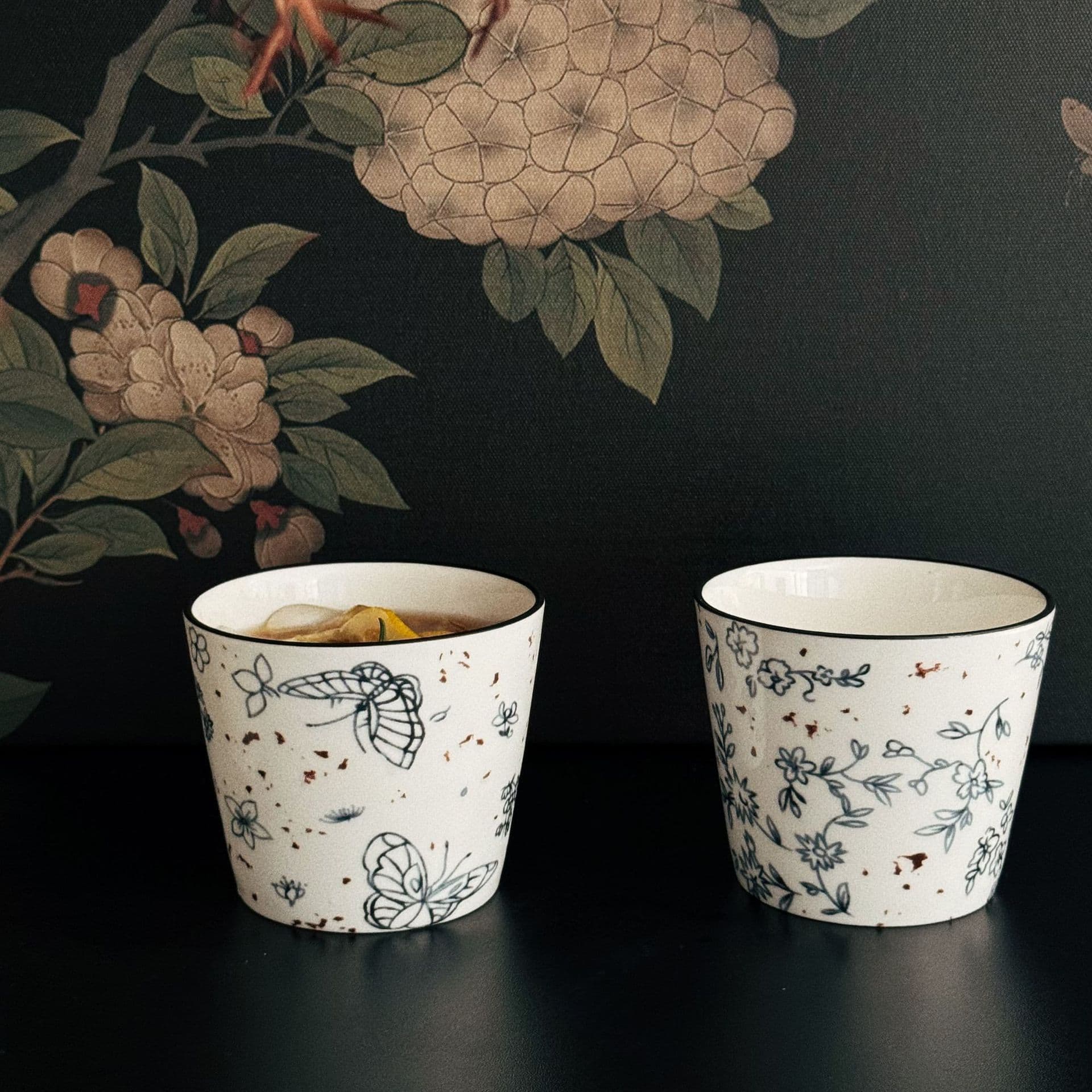 Vintage Floral Ceramic Cup Handmade Cup Latte Cup Hand-Held Cup Coffee Cup Latte Cup Breakfast Milk Cup