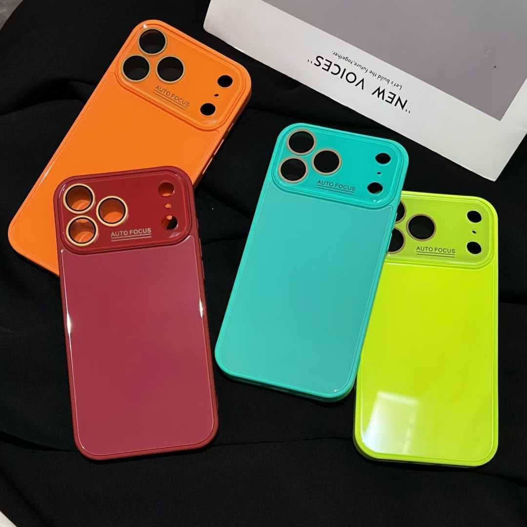 Suitable for Apple 16 Pro Max Phone Case iPhone 17 Large Window Glass Case 14 Simple Solid Color 15 Pro/13