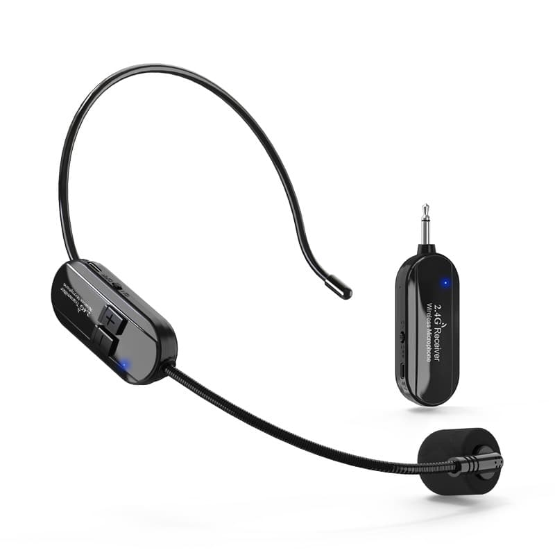 2.4G Wireless Headset Microphone for Teachers and Tour Guides, One-to-Two Lavalier Headset with Amplifier