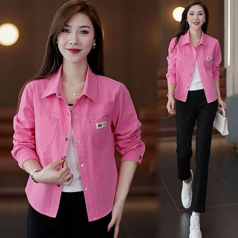 Short shirt for women with long sleeves 2026 spring and autumn new style foreign style age-reducing casual fashion temperament slimming top shirt