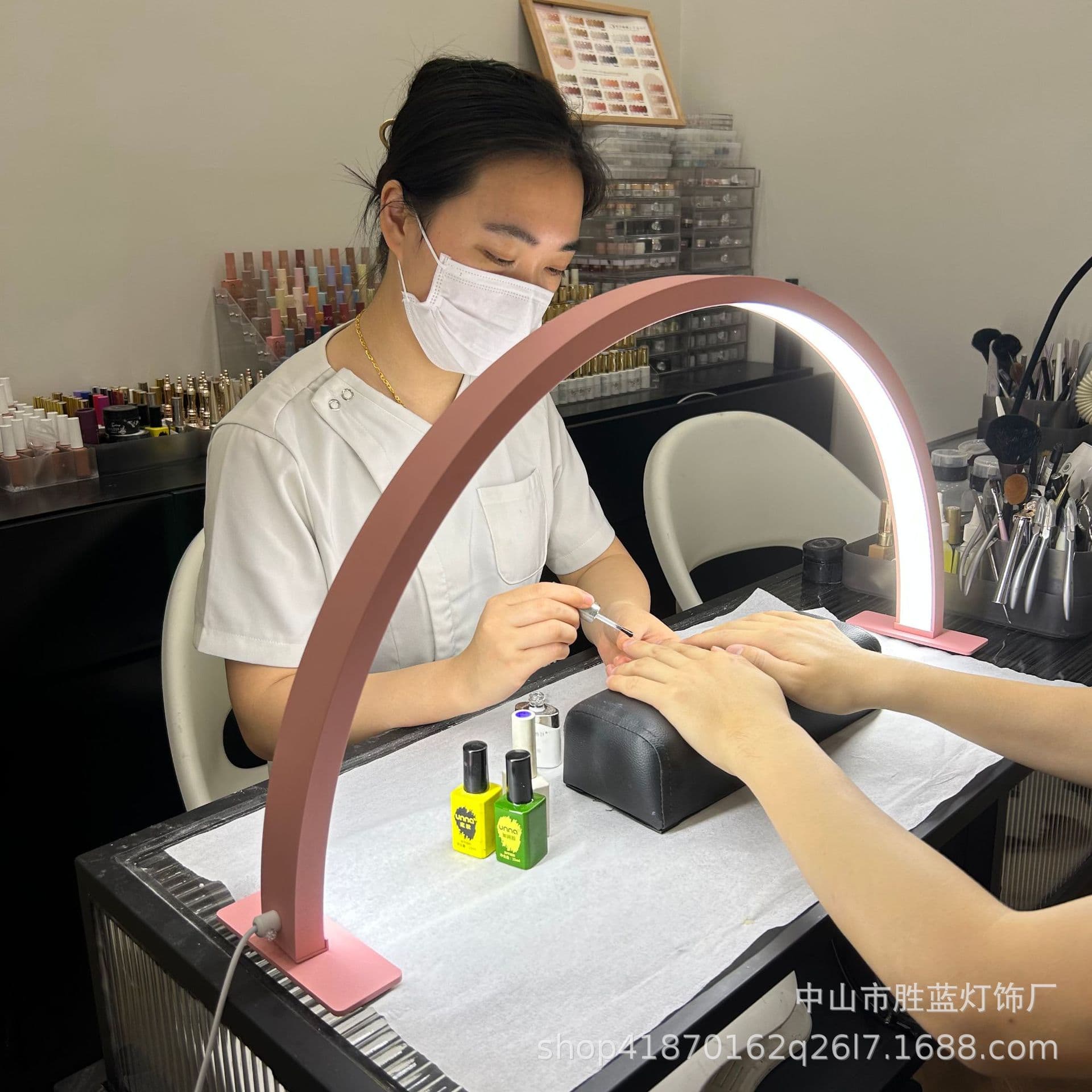LED manicure table lamp cross-border curved manicure eyelashes desktop lamp ArcLamp fill light half-moon touch beauty lamp