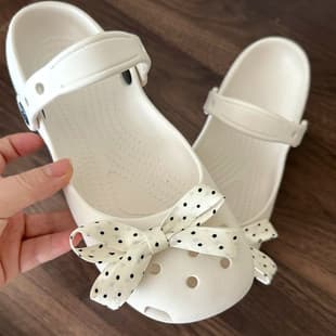 Polka Dot Bow Croc Charms DIY Sandal Decoration Buckle Toe Strap Ballet Flat Sandal Accessories Premium for Women