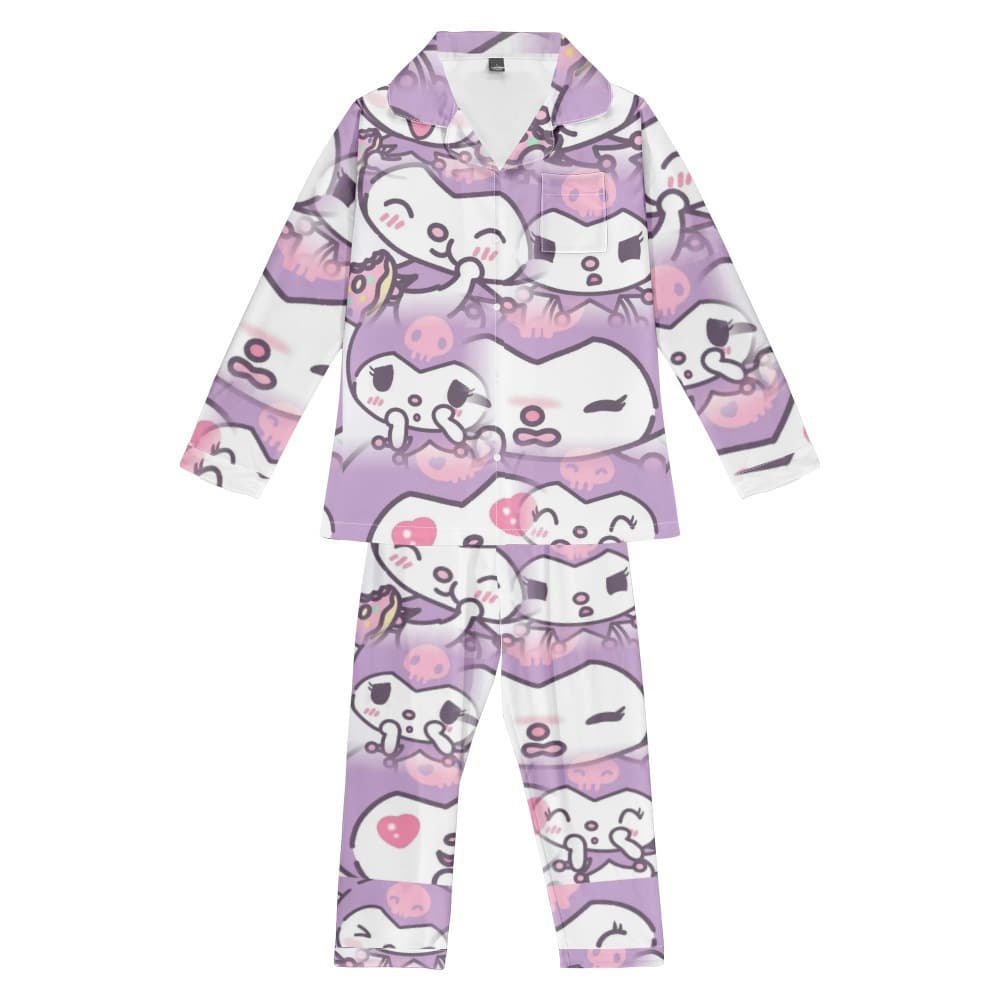 3D New Cartoon Sanrio Kuromi Pajama Set Long Pants Long Sleeve Shirt Adult and Children