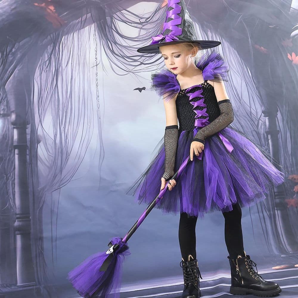 Cross-border Halloween children's witches also have crazy costumes, fluffy gauze skirts, girls' masquerade tutu skirts and costumes